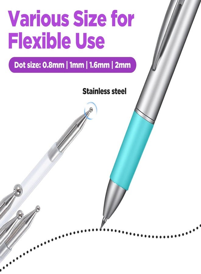 DOPENSPI 2PCS Nail Dotting Pen, 5-in-1 Nail Dotting Tool Ballpoint Pen Design Double End Nails Art Pens Dottings Tools Manicure Art Tools for Nails DIY Salon(Green) - Image 2